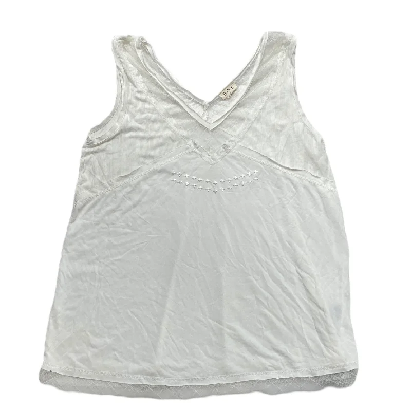 women's tops for those who love to shop for unique findsWhite Top Sleeveless Pol, Size L