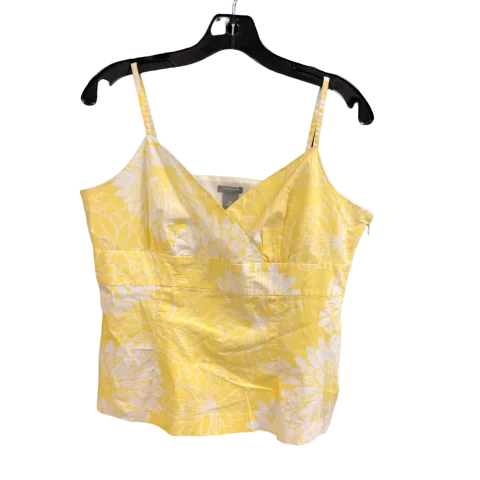 women's tops for fashion-conscious professionalsWhite & Yellow Top Sleeveless Ann Taylor, Size 12petite