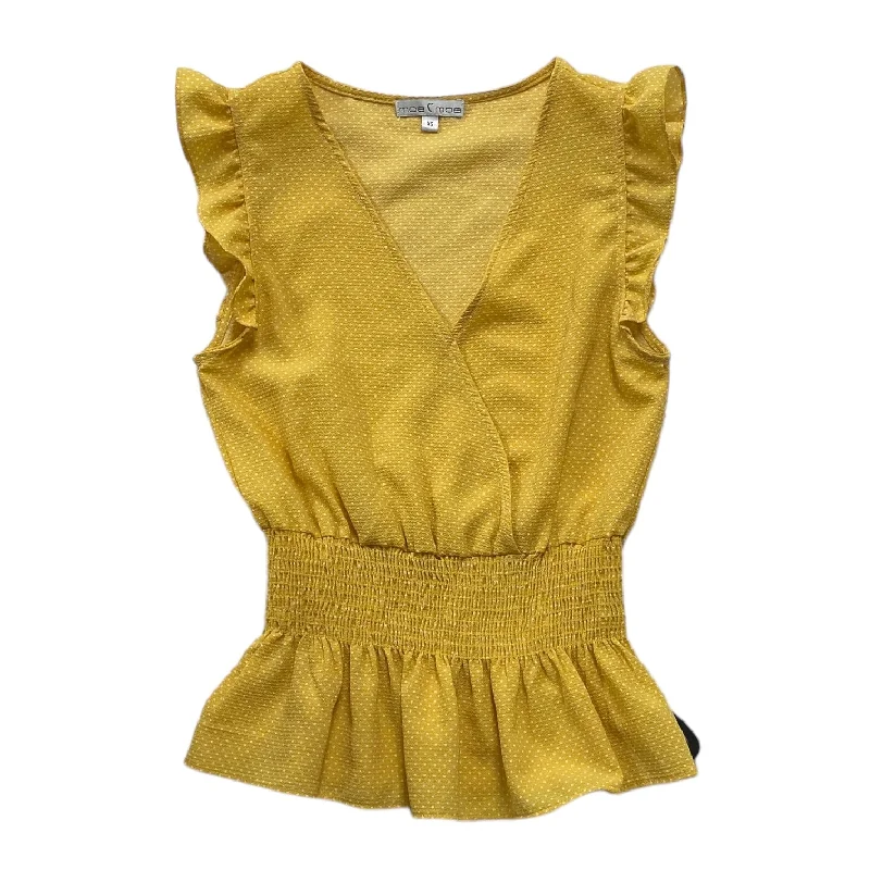 women's tops for those who seek both style and comfortWhite & Yellow Top Sleeveless Moa Moa, Size Xs