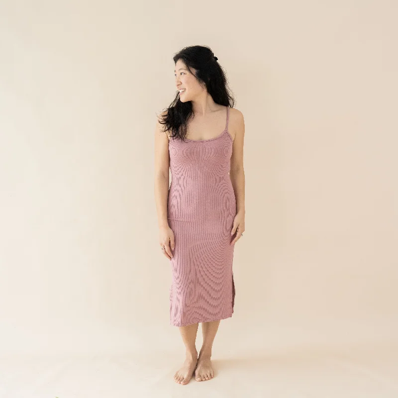 women's pastel dressesWomen's Ribbed Cami Dress in Dusty Rose