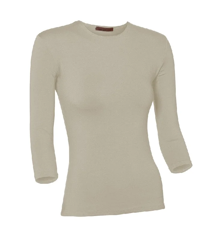 PB&J Ladies Lycra 3/4 Sleeve Shell - Stone