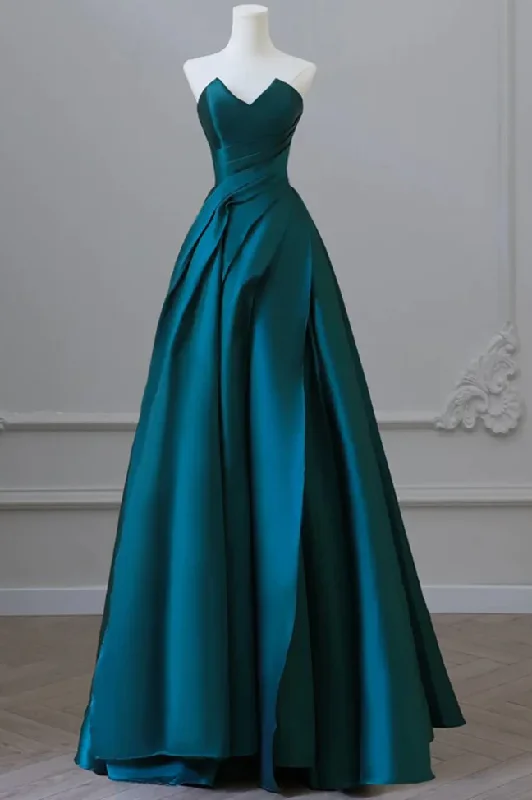 chiffon prom dressesElegant Strapless Empire-Waist Satin Pleated Long Formal Prom Dress