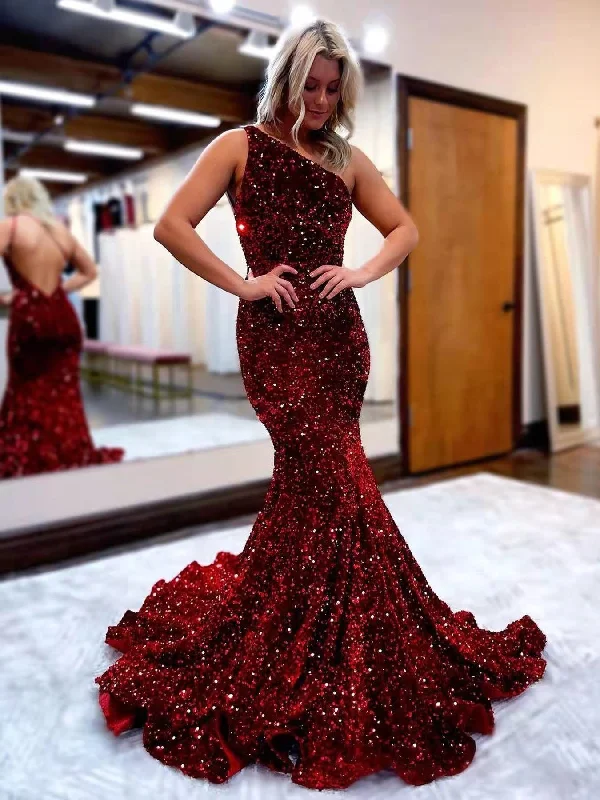 corset prom dressesOne Shoulder Long Mermaid Sequin Prom Dresses, Shing Prom Dresses, 2022 Prom Dresses, Affordable Prom Dresses