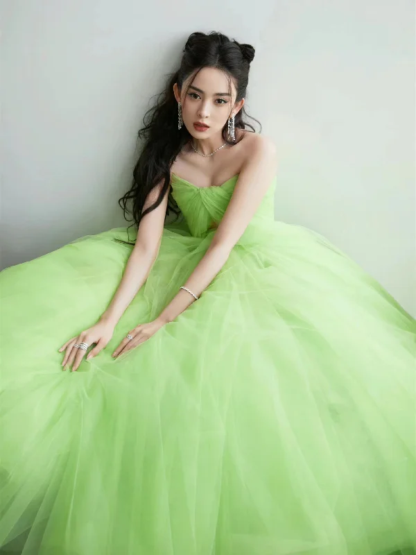 prom dresses for apple shapesSweetheart A-line Green Tulle Prom Dresses, Fluffy Prom Dresses, Celebrity Dresses, Affordable Prom Dresses