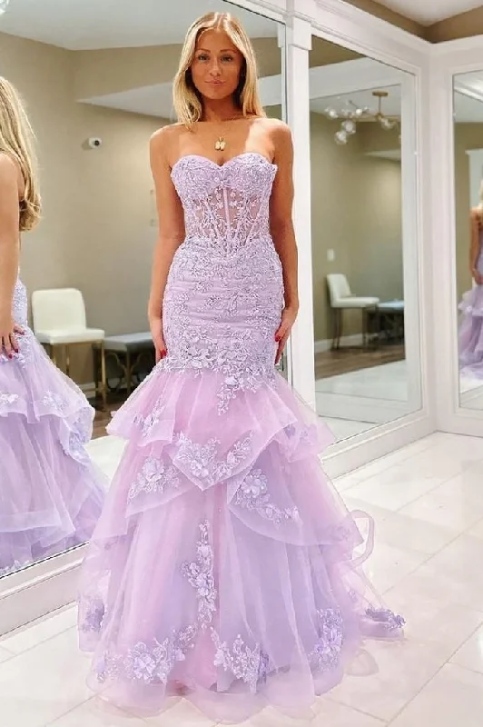 prom dress preservationSweetheart Strapless Mermaid Appliques Ruched Sleeveless Prom Dress